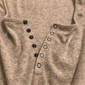 Open Edit long sleeve Henley bodysuit. XS, gray